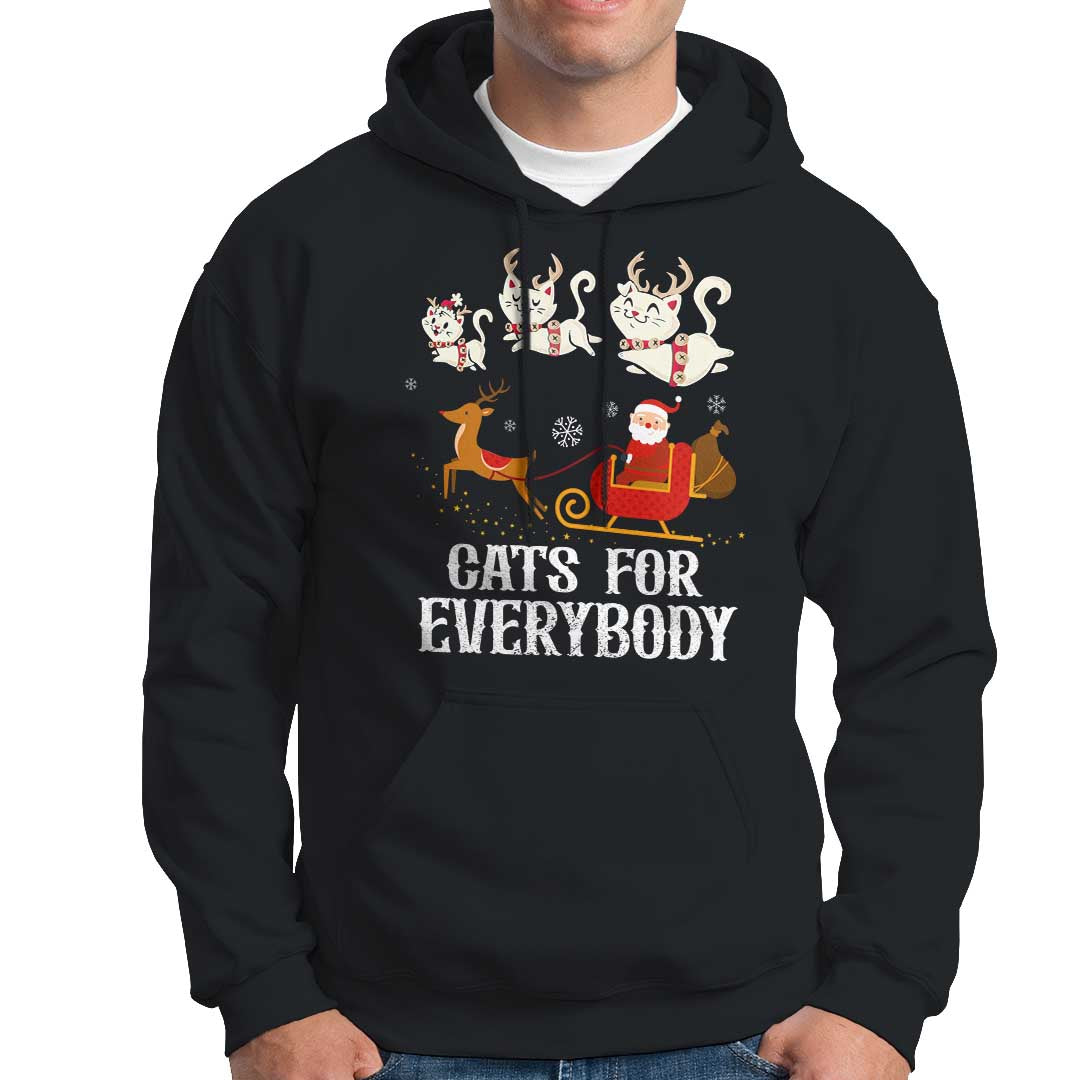 Christmas Hoodie Cats For Everybody Santa Cat Reindeer Xmas - Wonder Print Shop