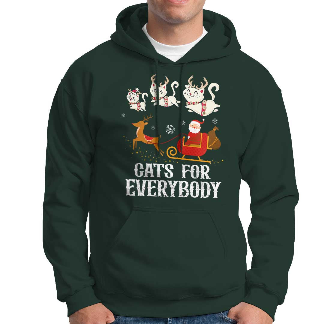 Christmas Hoodie Cats For Everybody Santa Cat Reindeer Xmas - Wonder Print Shop