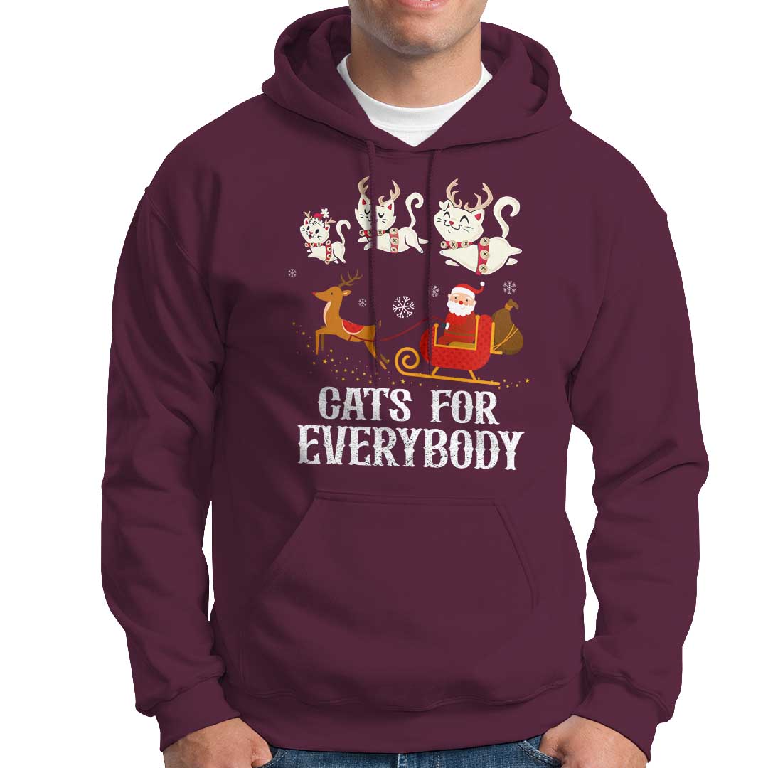 Christmas Hoodie Cats For Everybody Santa Cat Reindeer Xmas - Wonder Print Shop