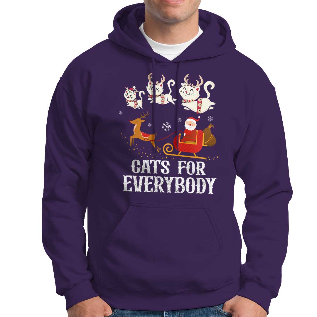 Christmas Hoodie Cats For Everybody Santa Cat Reindeer Xmas - Wonder Print Shop