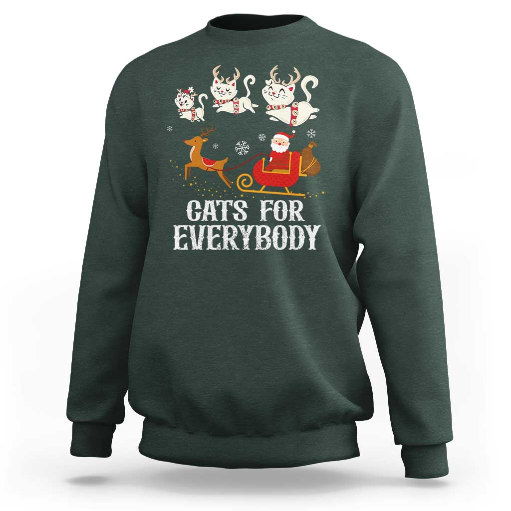 Christmas Sweatshirt Cats For Everybody Santa Cat Reindeer Xmas - Wonder Print Shop