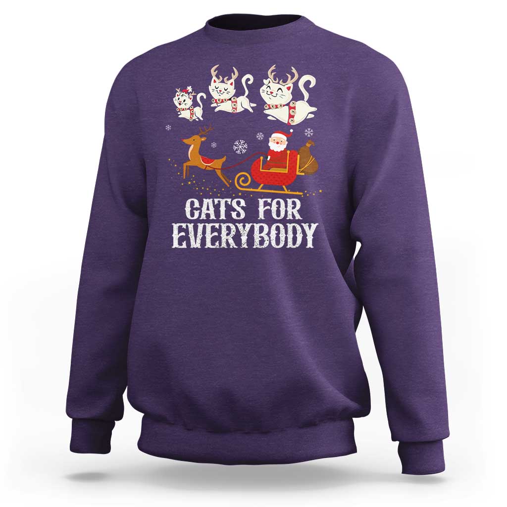 Christmas Sweatshirt Cats For Everybody Santa Cat Reindeer Xmas - Wonder Print Shop