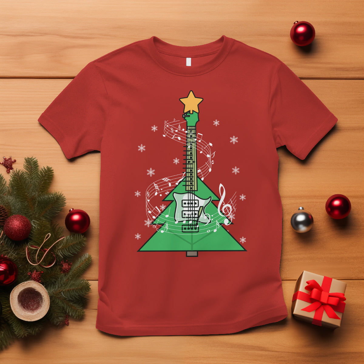 Rockin' Christmas Tree For Guitarist Music Lover T Shirt - Wonder Print Shop