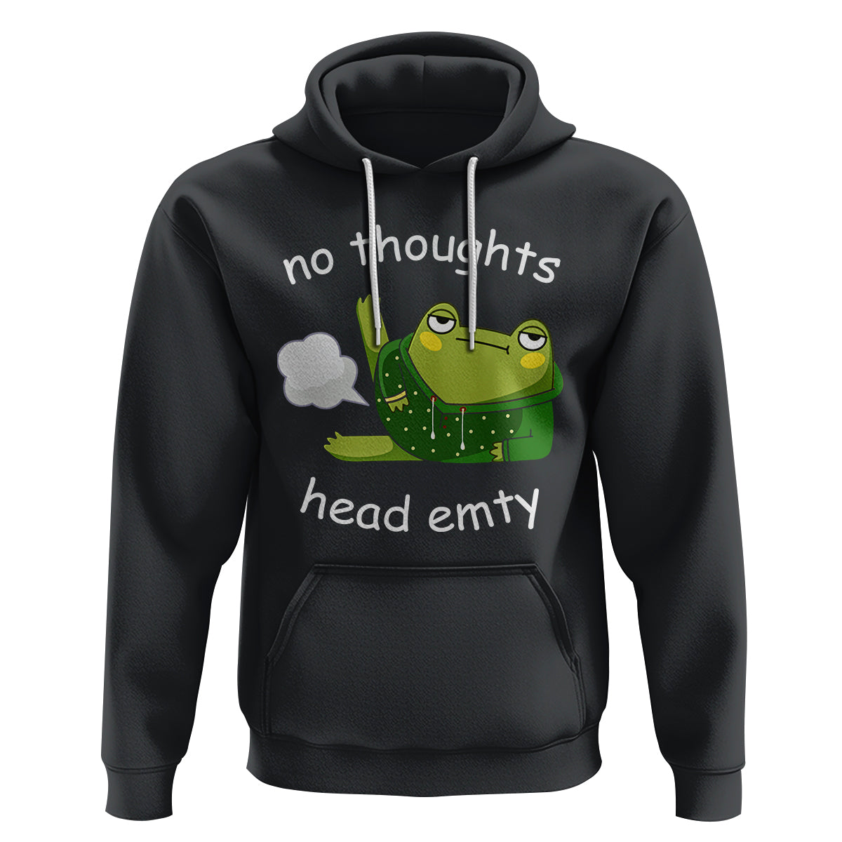 No Thoughts Head Empty Cute Frog Meme Blasting Fart Hoodie - Wonder Print Shop