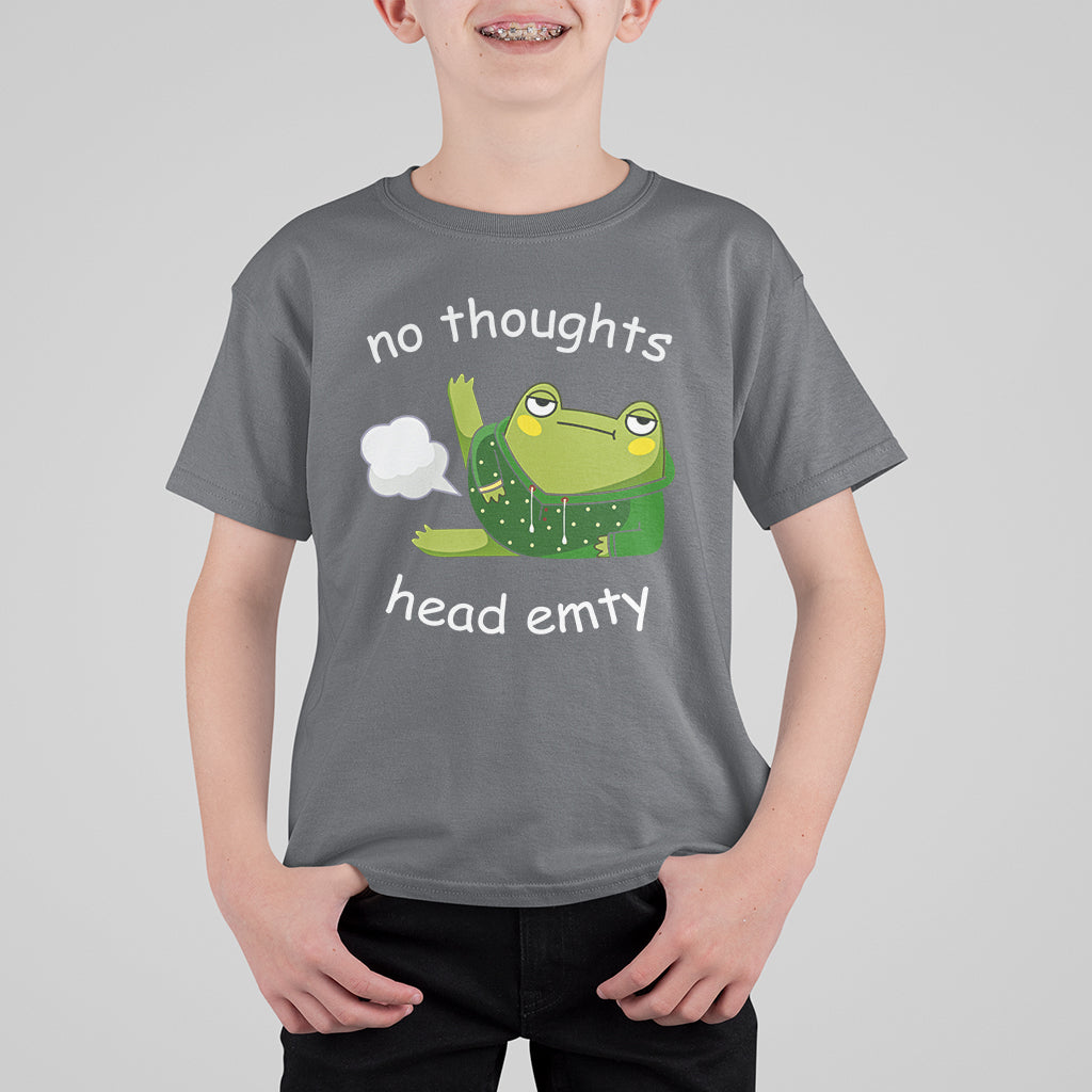 No Thoughts Head Empty Cute Frog Meme Blasting Fart T Shirt For Kid - Wonder Print Shop