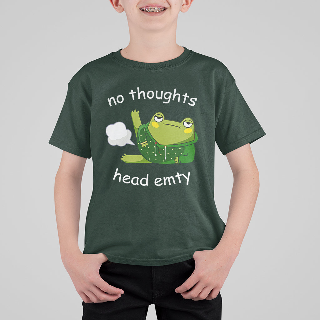No Thoughts Head Empty Cute Frog Meme Blasting Fart T Shirt For Kid - Wonder Print Shop