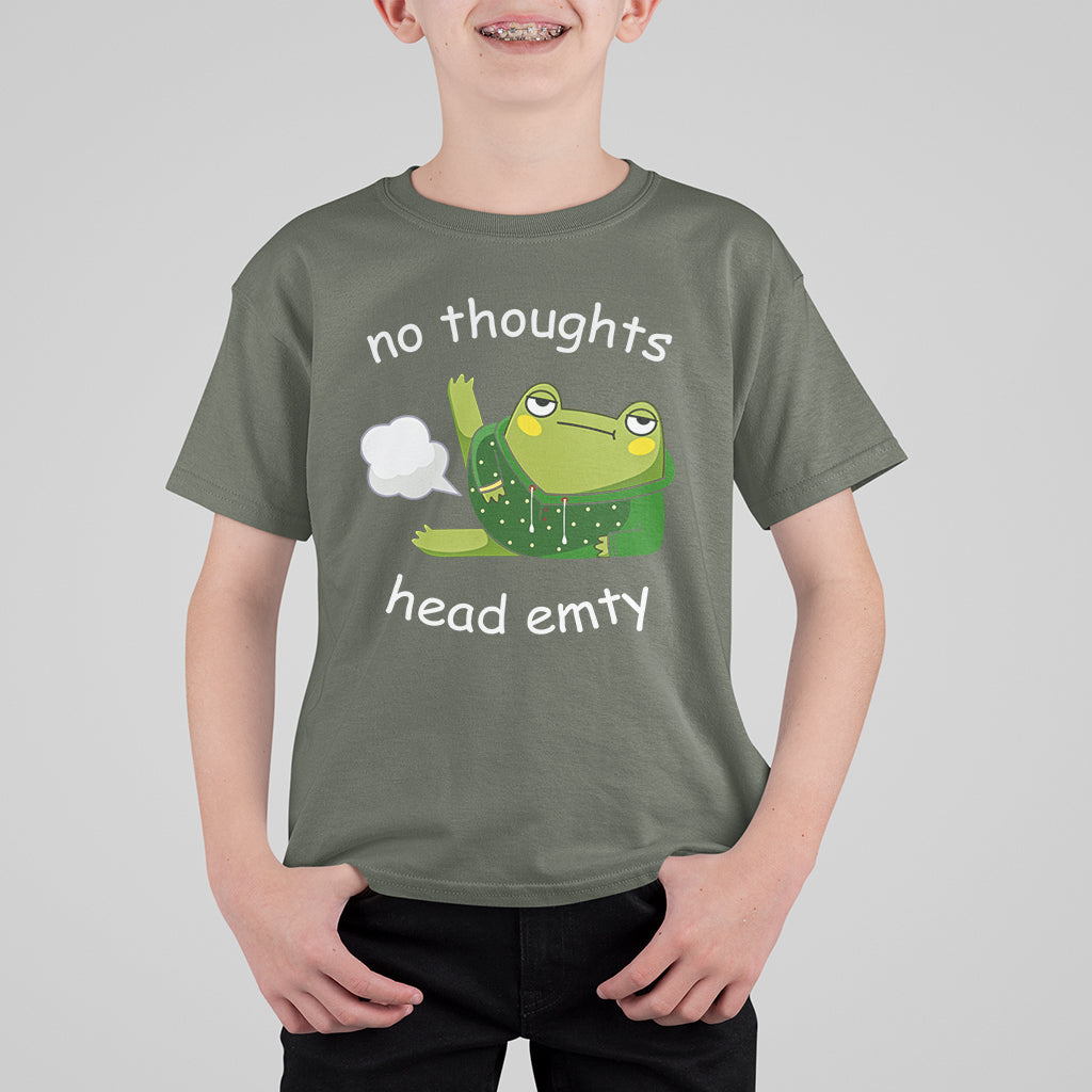 No Thoughts Head Empty Cute Frog Meme Blasting Fart T Shirt For Kid - Wonder Print Shop