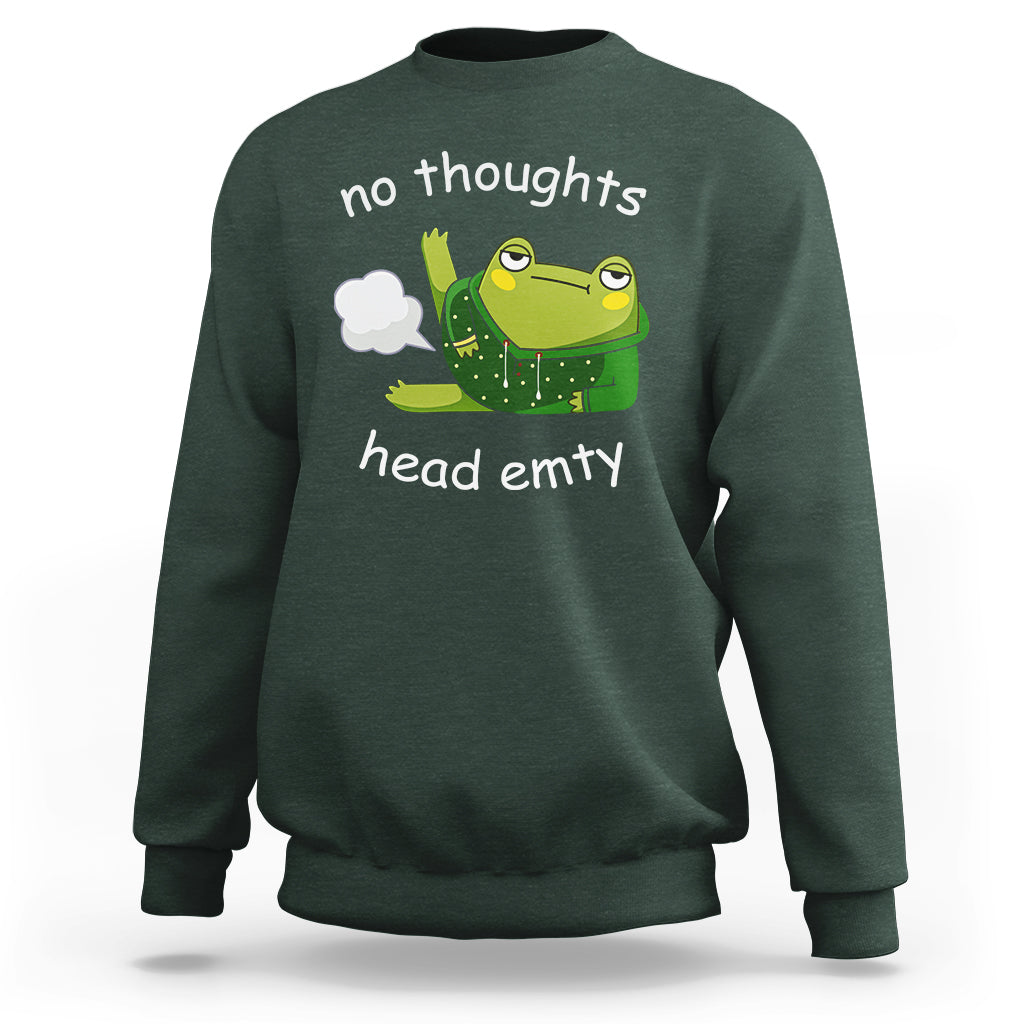 No Thoughts Head Empty Cute Frog Meme Blasting Fart Sweatshirt - Wonder Print Shop