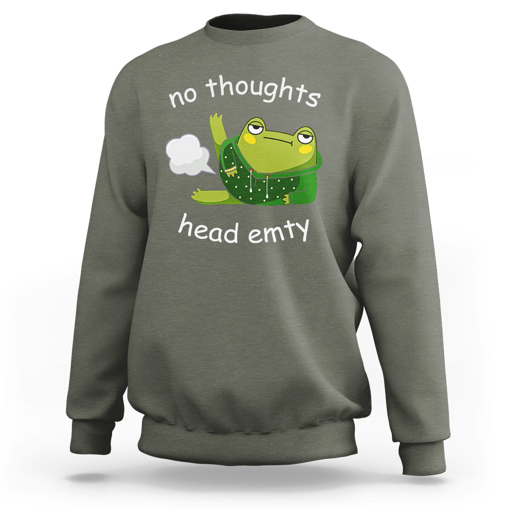 No Thoughts Head Empty Cute Frog Meme Blasting Fart Sweatshirt - Wonder Print Shop