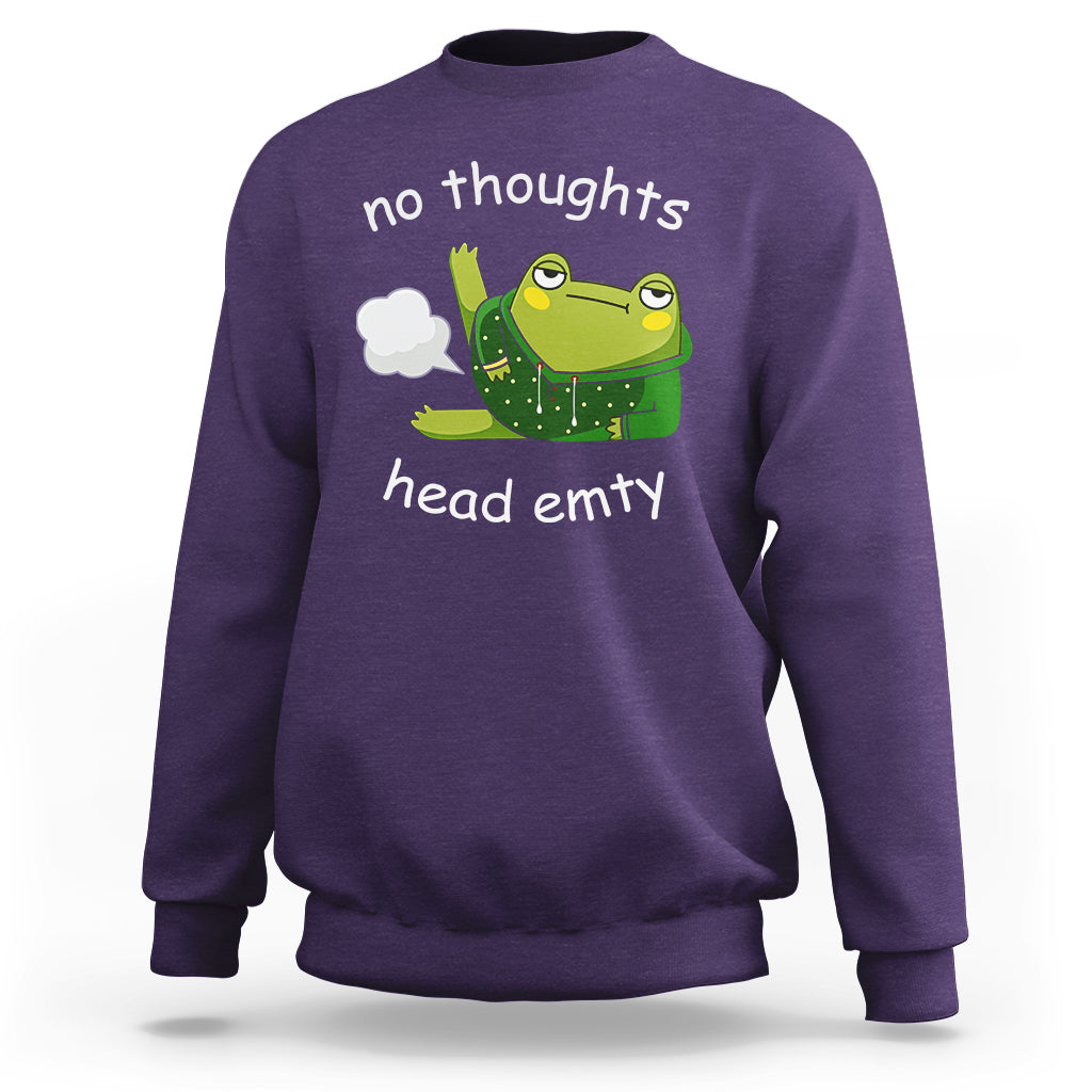 No Thoughts Head Empty Cute Frog Meme Blasting Fart Sweatshirt - Wonder Print Shop