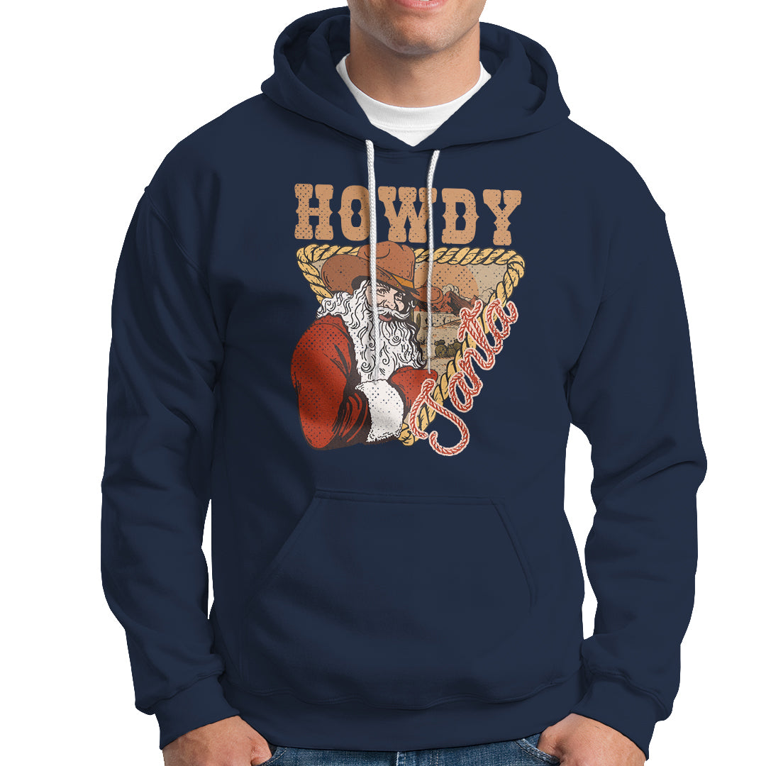 Howdy Santa Cowboy Vintage Western Christmas Hoodie - Wonder Print Shop