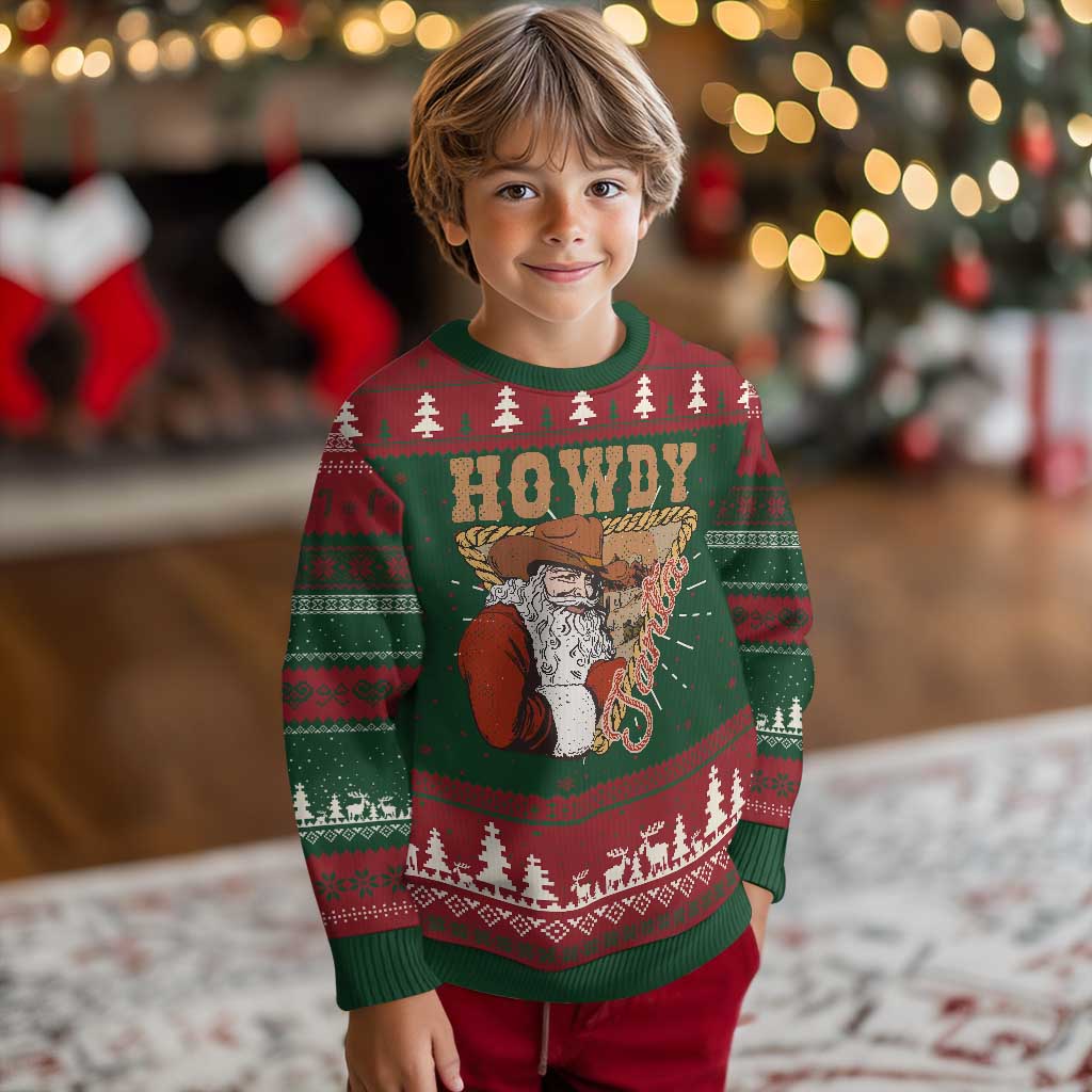Xmas Cowboy Santa Ugly Christmas Sweater Howdy Santa Vintage Western - Wonder Print Shop
