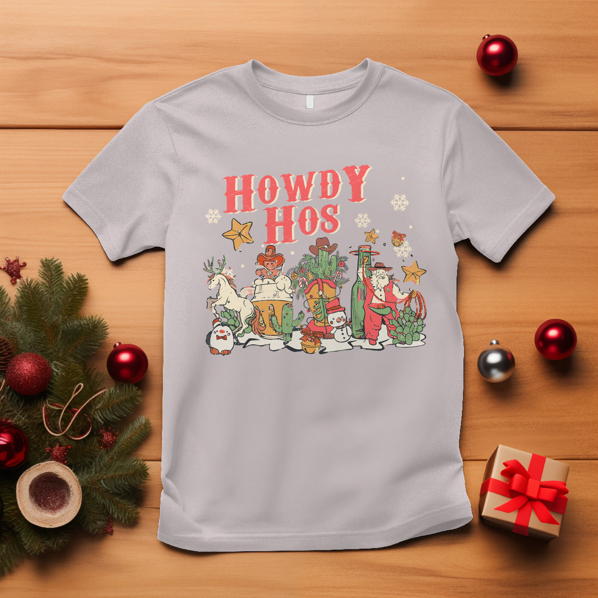 Howdy Hos Cowboy Vintage Western Christmas T Shirt - Wonder Print Shop
