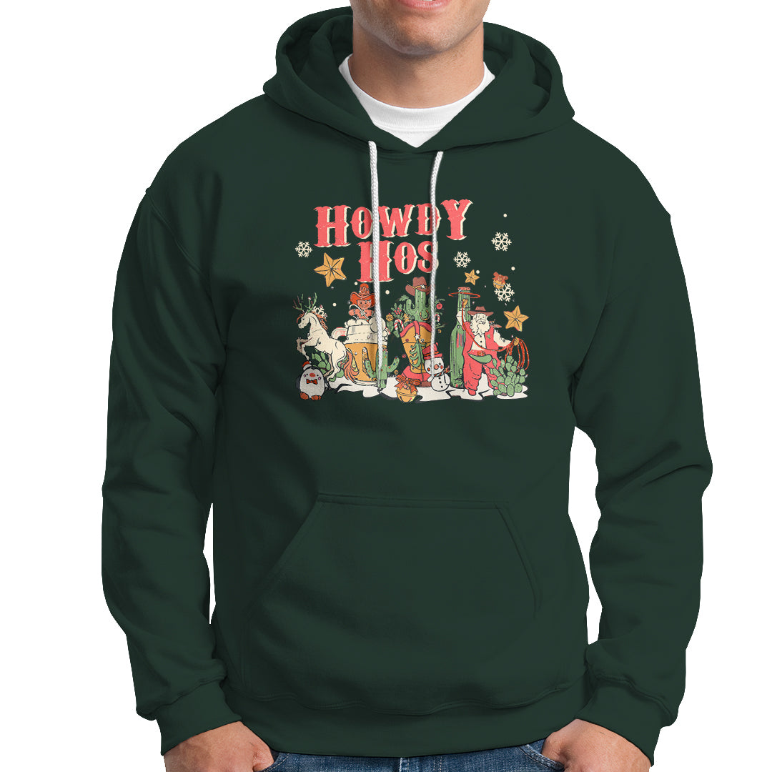 Howdy Hos Cowboy Vintage Western Christmas Hoodie - Wonder Print Shop
