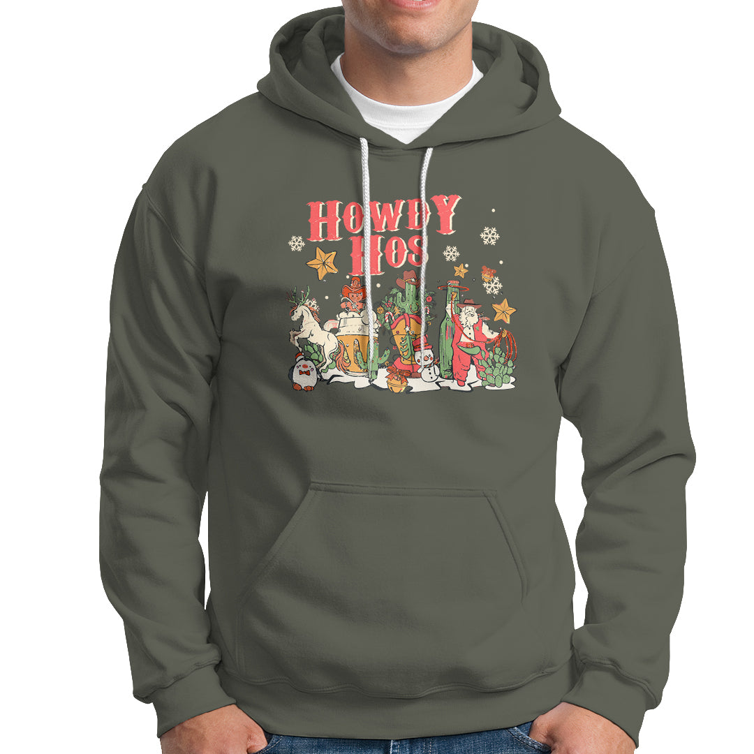 Howdy Hos Cowboy Vintage Western Christmas Hoodie - Wonder Print Shop