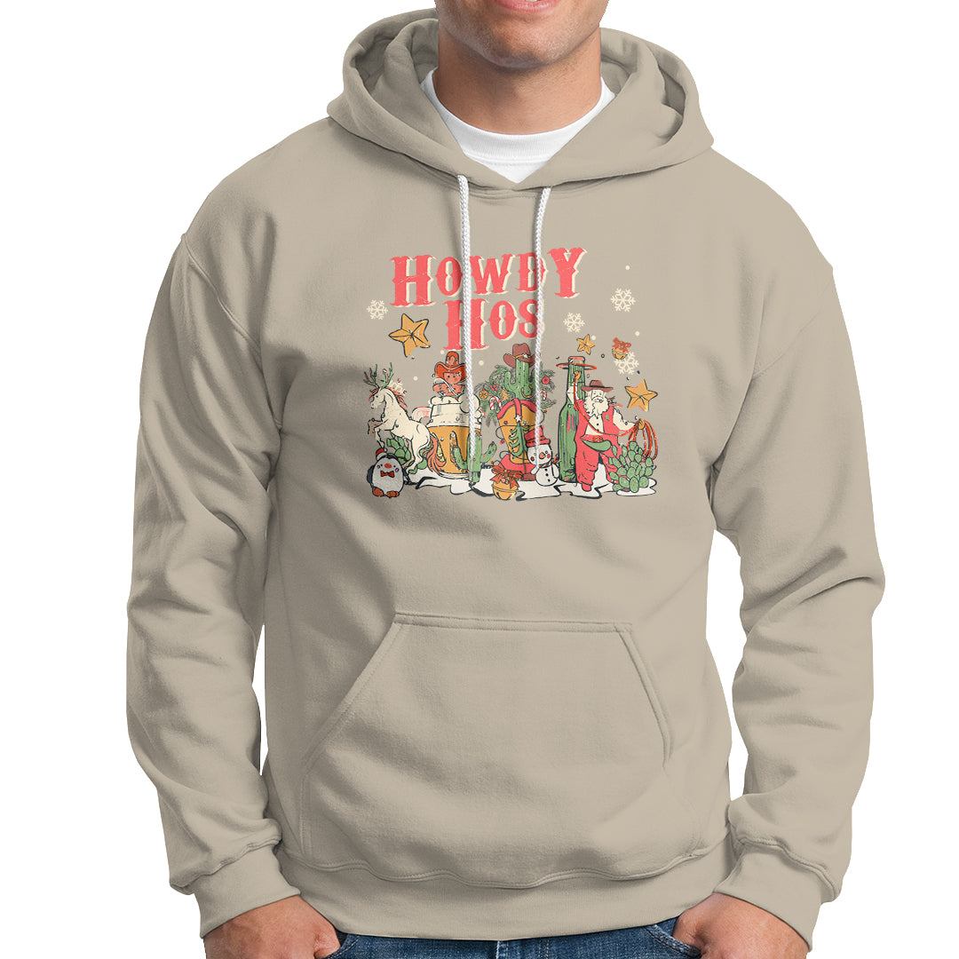 Howdy Hos Cowboy Vintage Western Christmas Hoodie - Wonder Print Shop