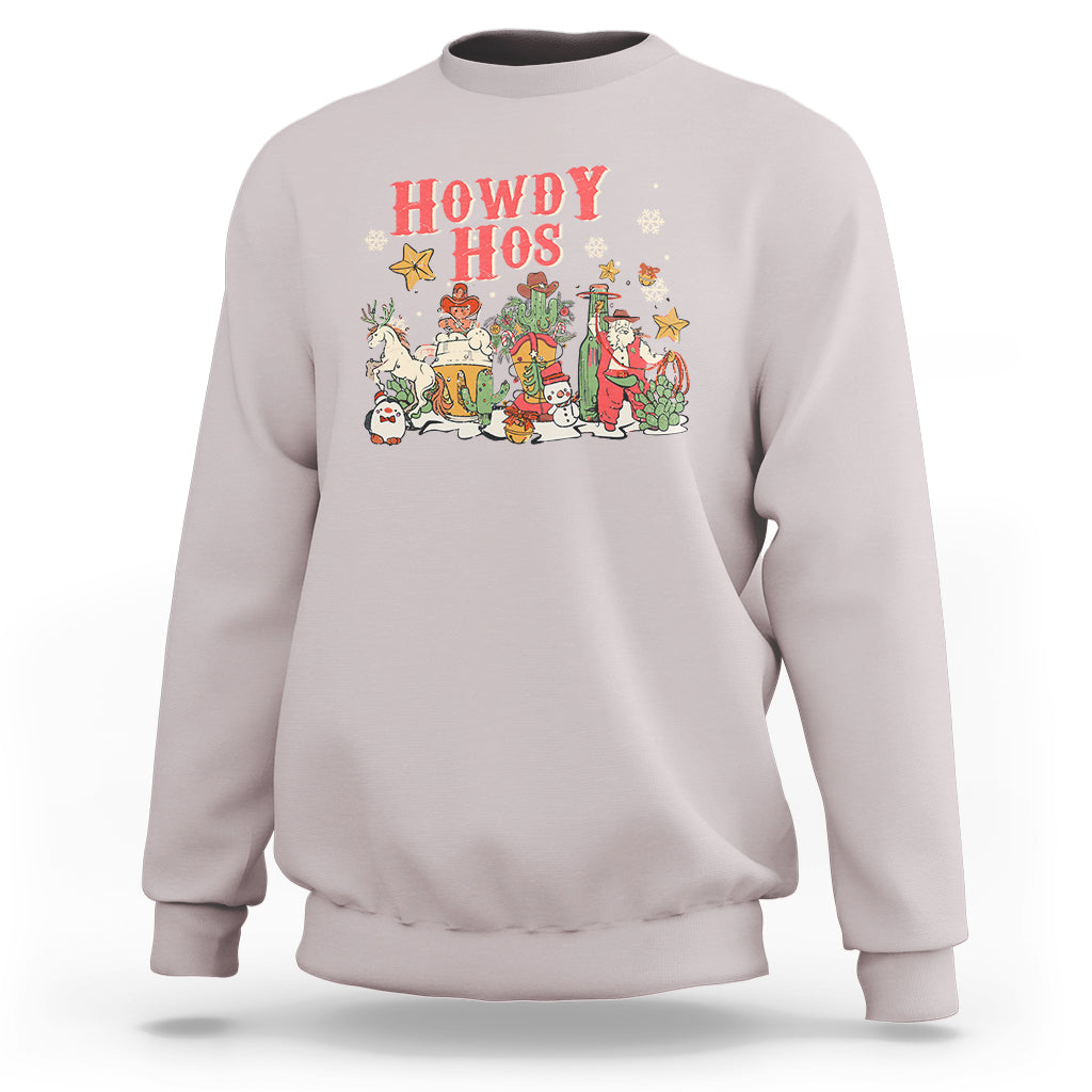 Howdy Hos Cowboy Vintage Western Christmas Sweatshirt - Wonder Print Shop