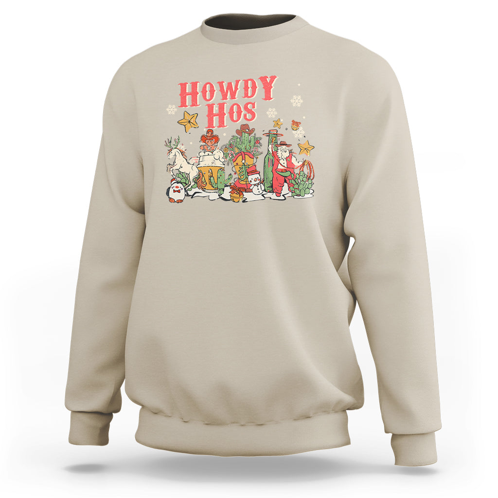 Howdy Hos Cowboy Vintage Western Christmas Sweatshirt - Wonder Print Shop