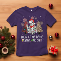 Christmas T Shirt Skeleton Look At Me Being Festival And Shit Leopard Xmas Tree - Wonder Print Shop
