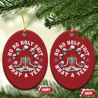 Funny Xmas Christmas Ornament Ho Ho Holy Shit What A Year Skeleton Skull - Wonder Print Shop