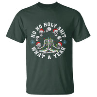 Christmas T Shirt Ho Ho Holy Shit What A Year Funny Skeleton Skull Xmas Hat - Wonder Print Shop