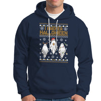 Christmas Hoodie I Prefer Halloween Cute Santa Ghost Boo Skeleton - Wonder Print Shop