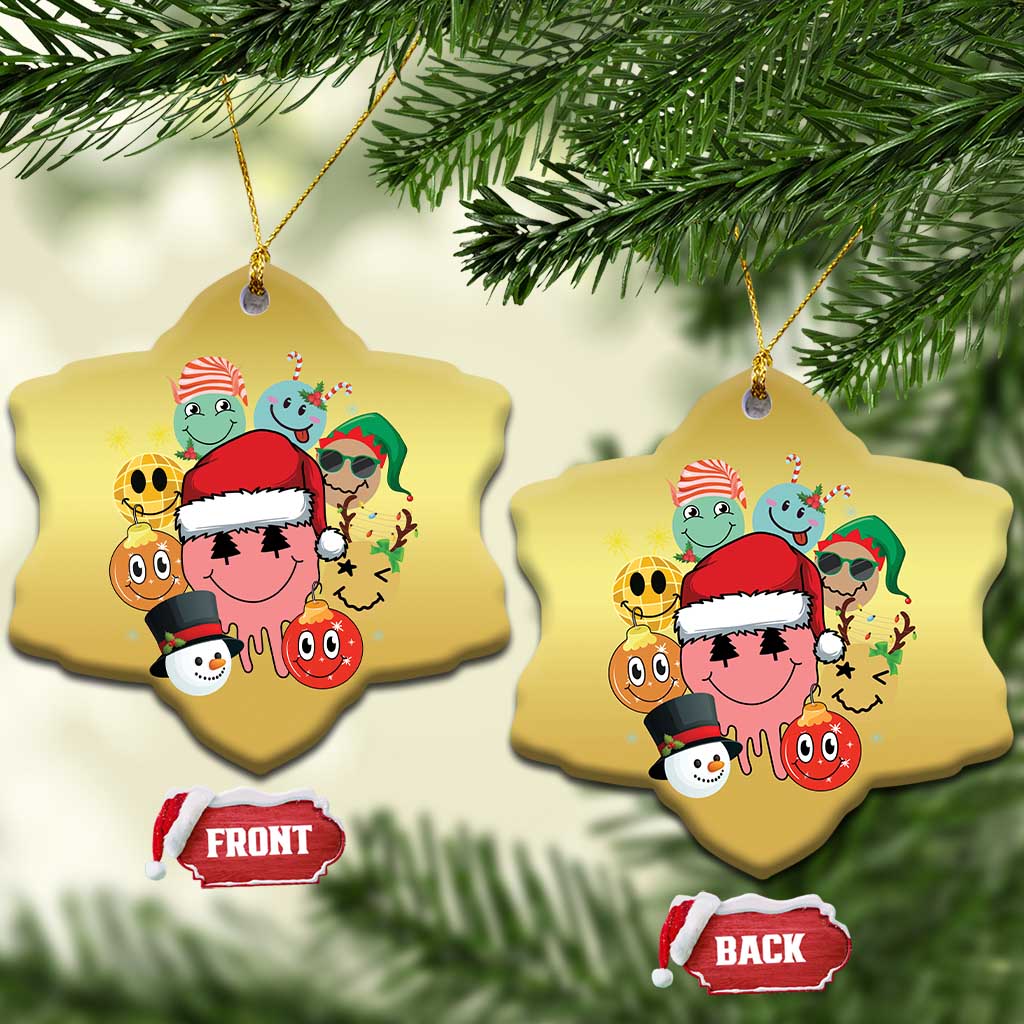 Funny Xmas Christmas Ornament Retro Groovy Xmas Tree Eye Face Reindeer Snowman Efl - Wonder Print Shop