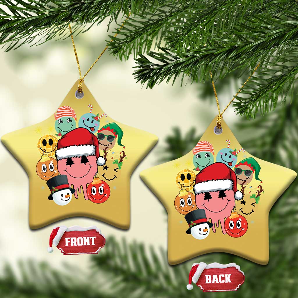 Funny Xmas Christmas Ornament Retro Groovy Xmas Tree Eye Face Reindeer Snowman Efl - Wonder Print Shop