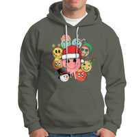 Christmas Hoodie Retro Groovy Xmas Tree Eye Face Reindeer Snowman Efl - Wonder Print Shop