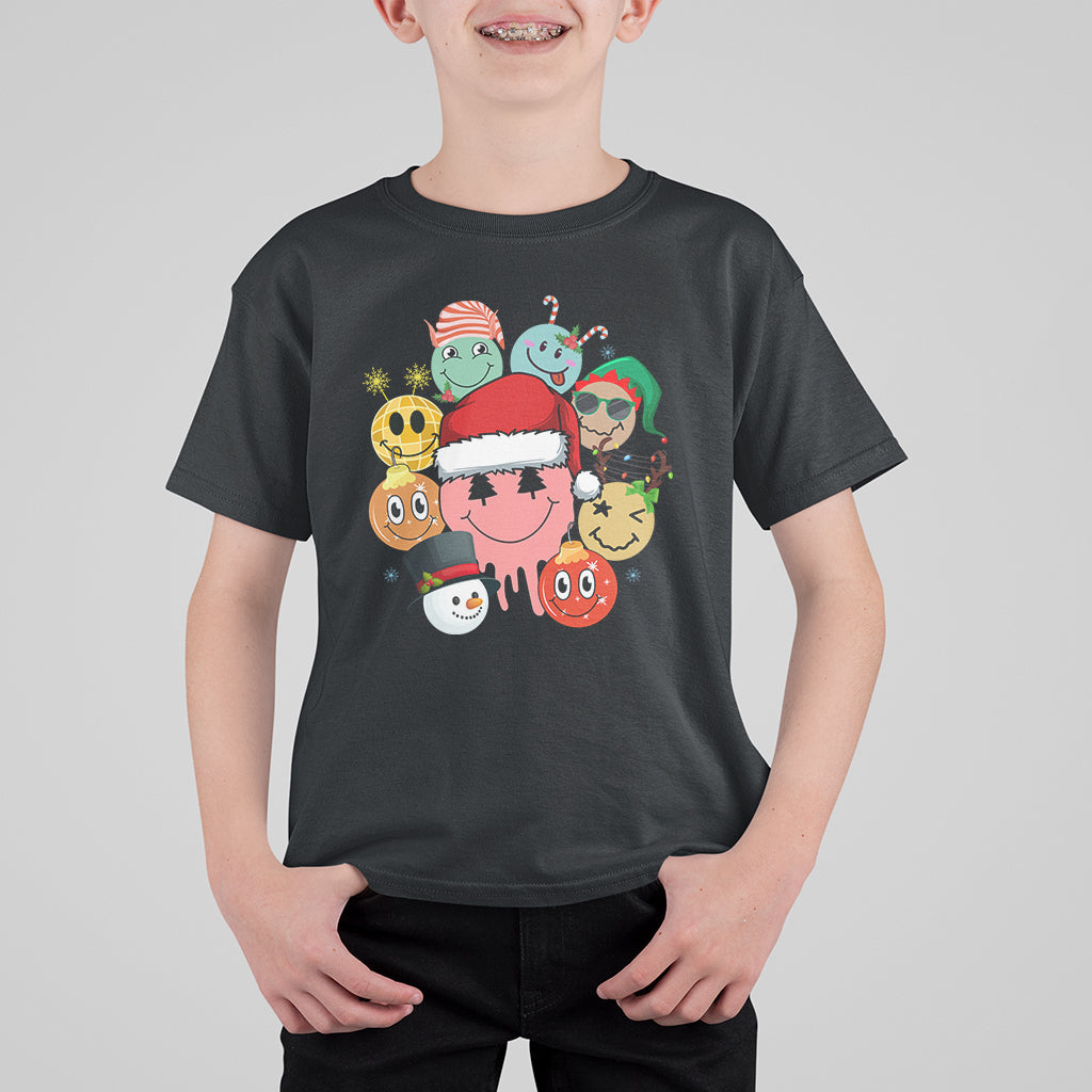 Christmas T Shirt For Kid Retro Groovy Xmas Tree Eye Face Reindeer Snowman Efl - Wonder Print Shop