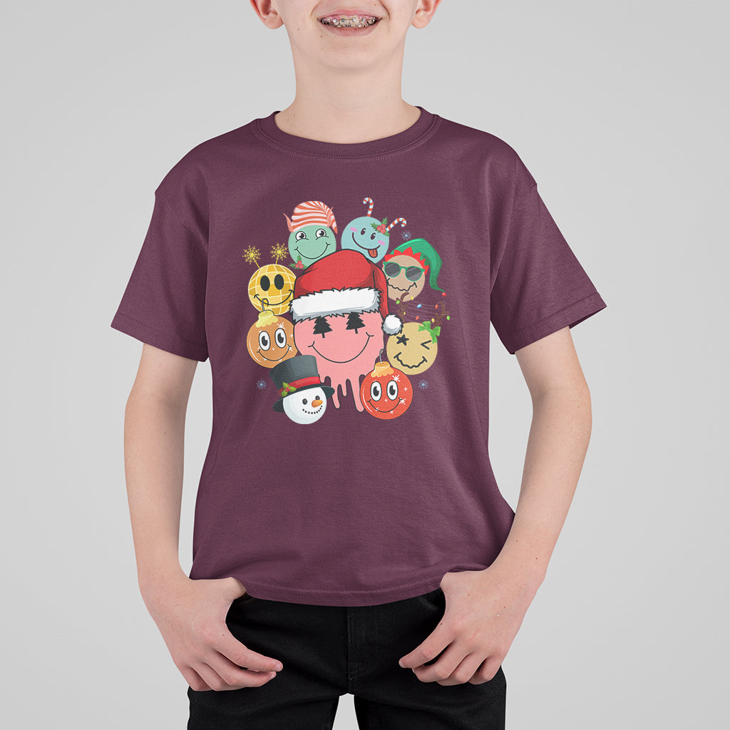 Christmas T Shirt For Kid Retro Groovy Xmas Tree Eye Face Reindeer Snowman Efl - Wonder Print Shop