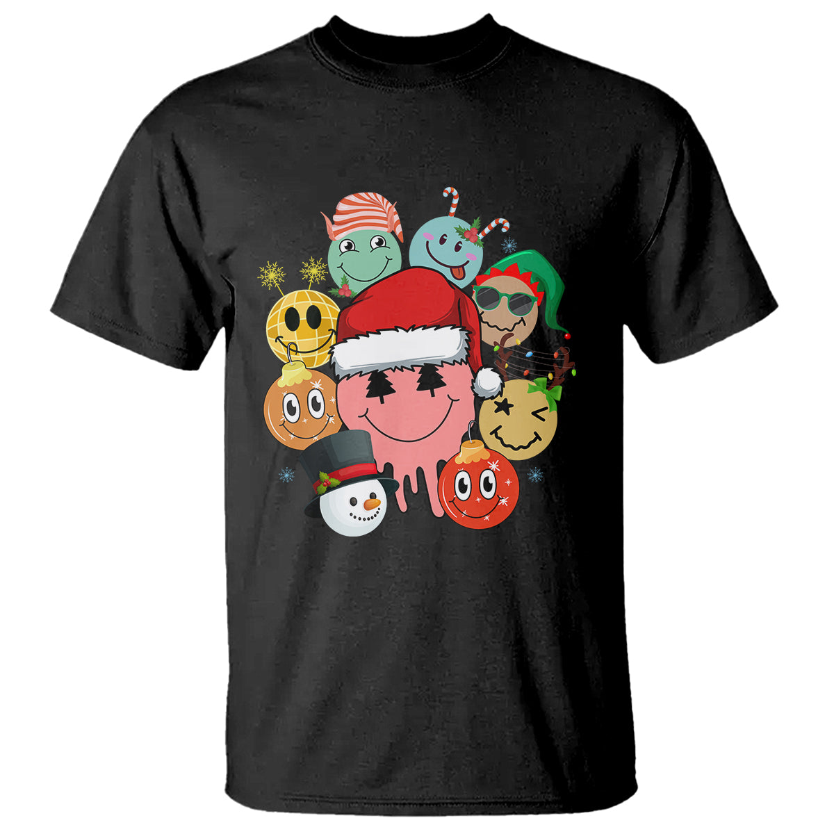Christmas T Shirt Retro Groovy Xmas Tree Eye Face Reindeer Snowman Efl - Wonder Print Shop