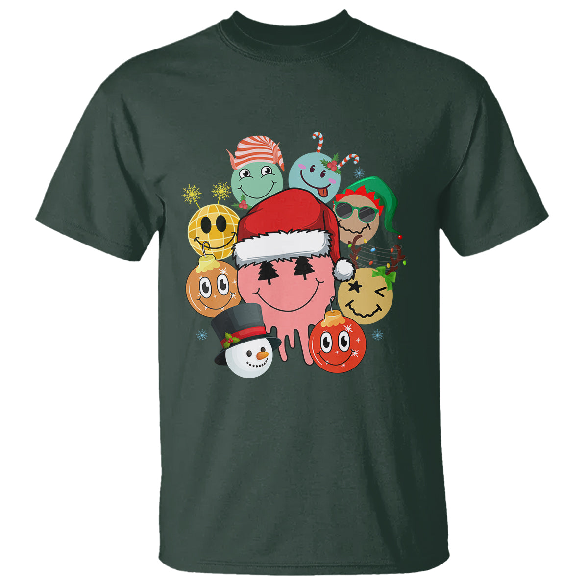 Christmas T Shirt Retro Groovy Xmas Tree Eye Face Reindeer Snowman Efl - Wonder Print Shop