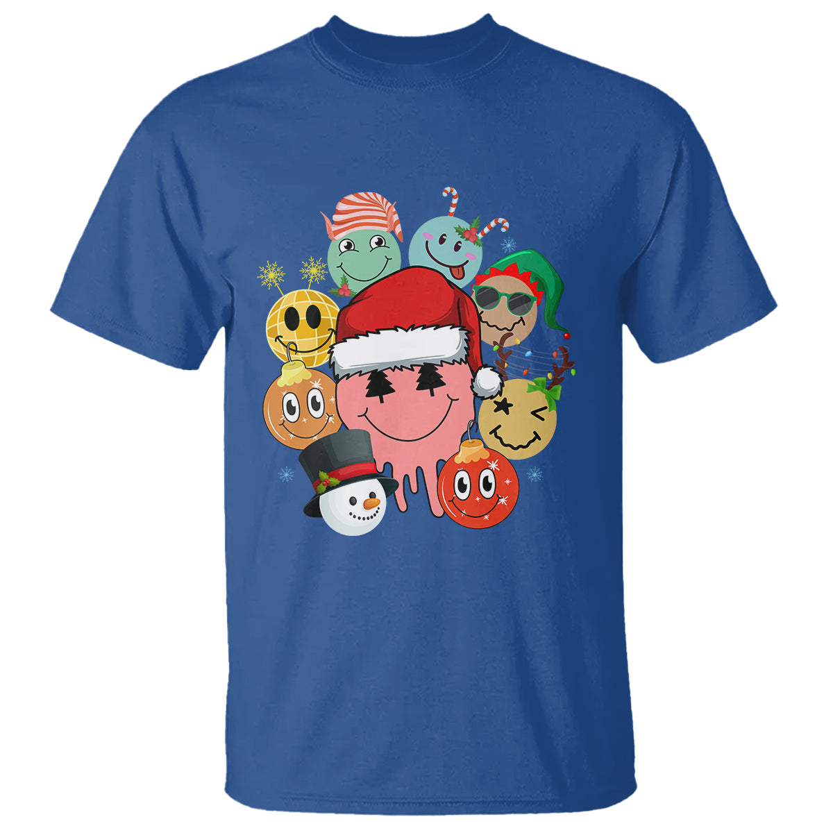 Christmas T Shirt Retro Groovy Xmas Tree Eye Face Reindeer Snowman Efl - Wonder Print Shop