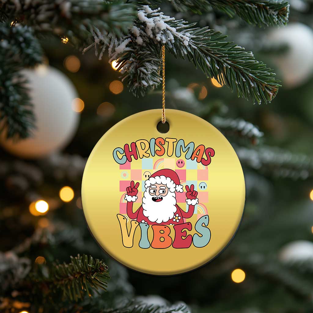 Vintage Groovy Santa Christmas Vibe Christmas Ornament - Wonder Print Shop