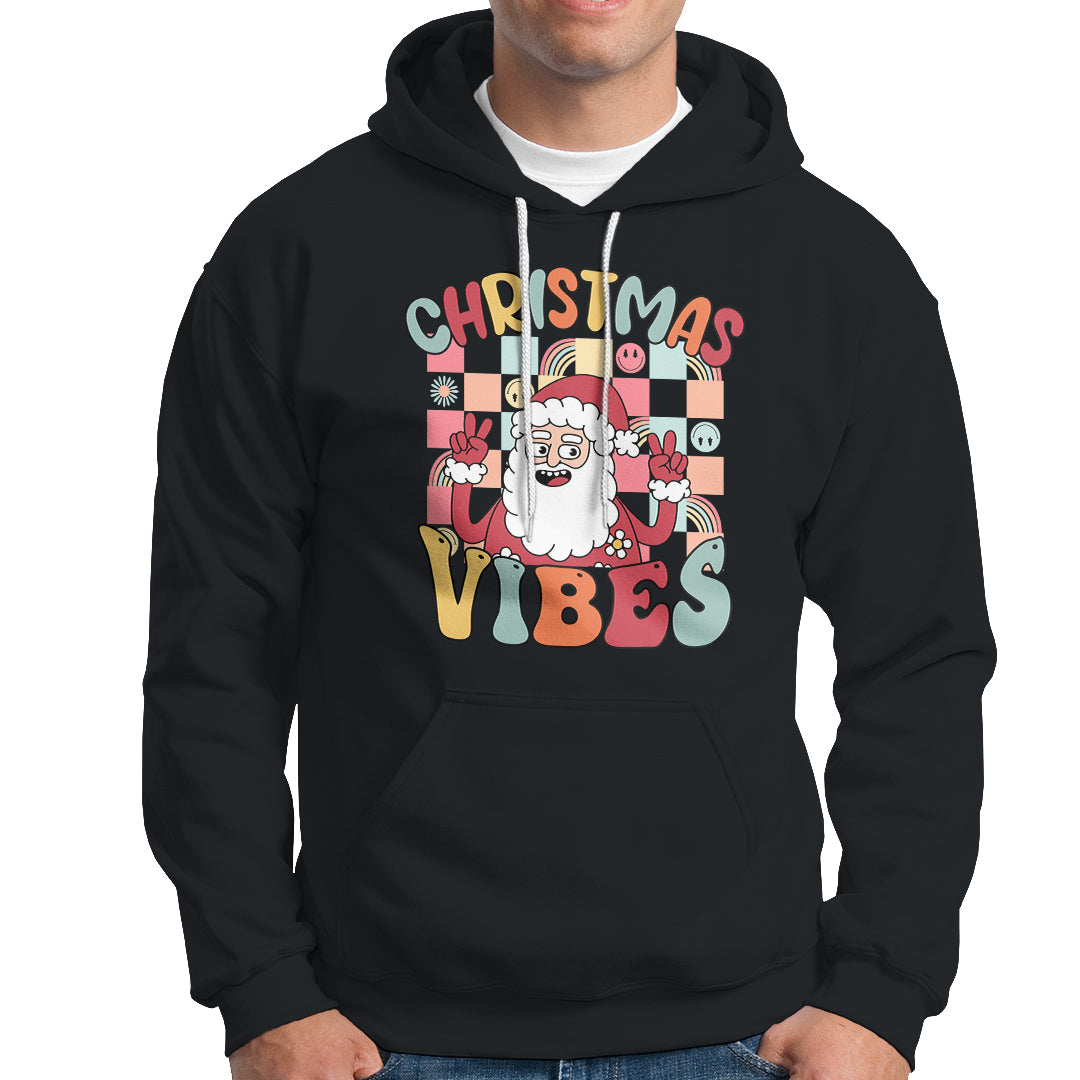 Vintage Groovy Santa Christmas Vibe Funny Retro Hoodie - Wonder Print Shop