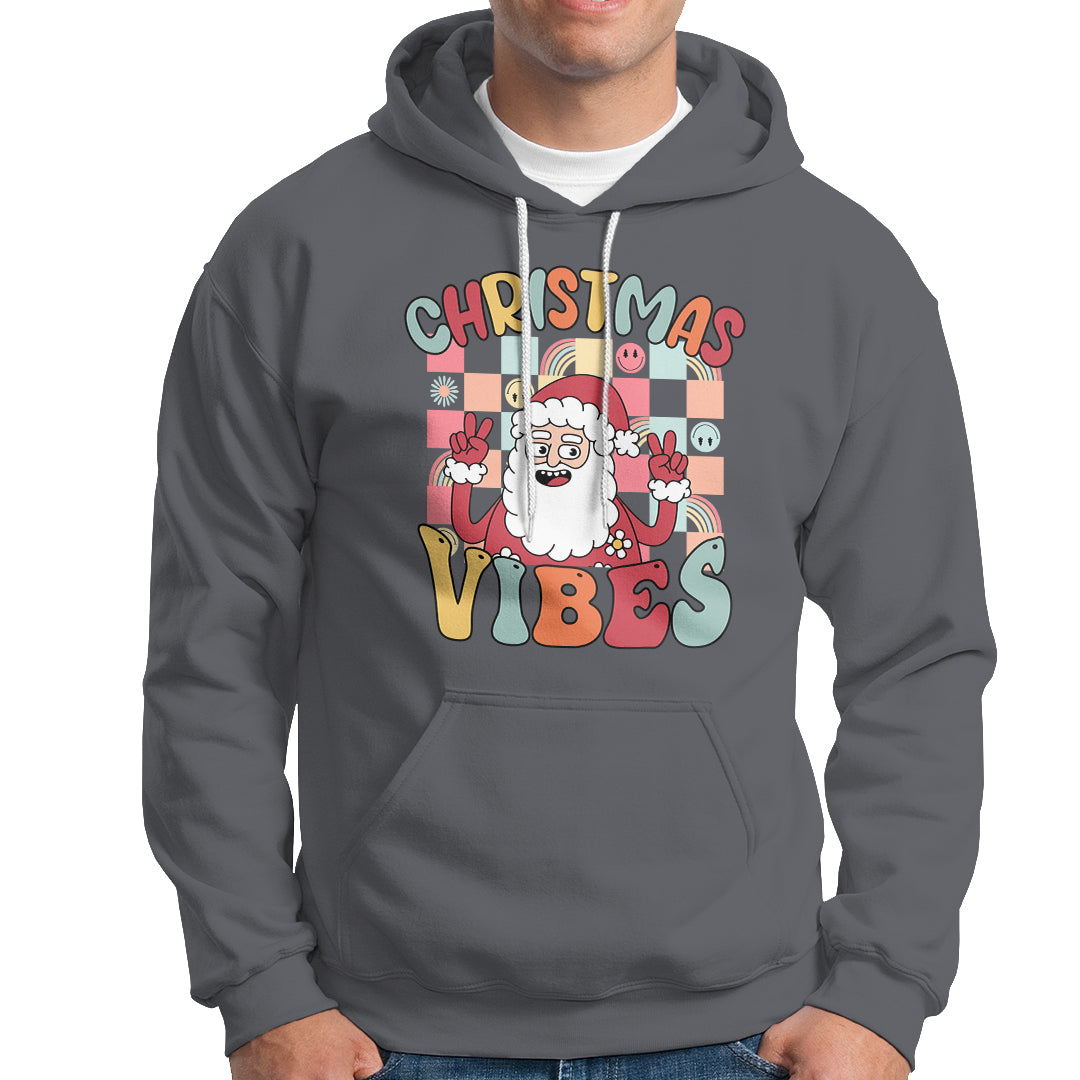 Vintage Groovy Santa Christmas Vibe Funny Retro Hoodie - Wonder Print Shop