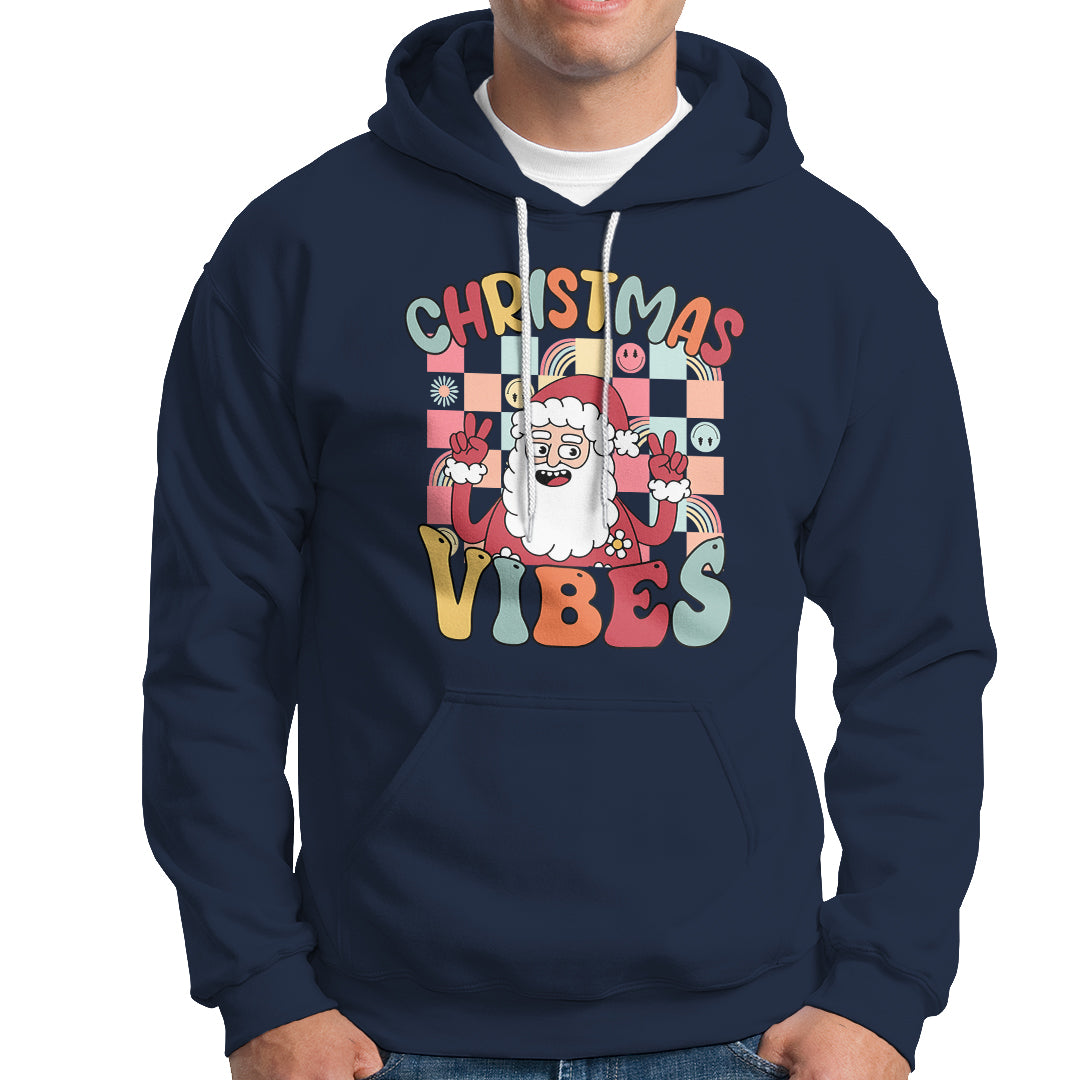 Vintage Groovy Santa Christmas Vibe Funny Retro Hoodie - Wonder Print Shop