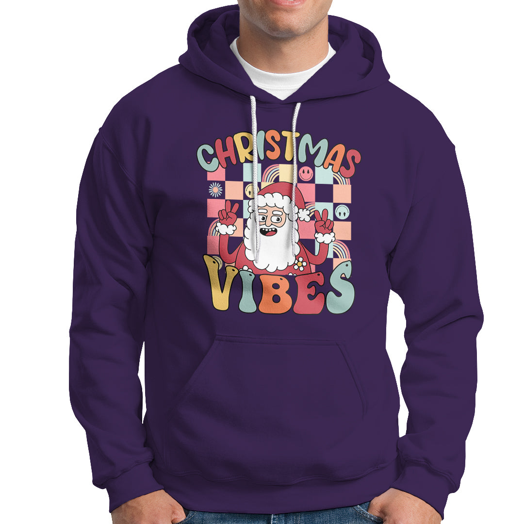 Vintage Groovy Santa Christmas Vibe Funny Retro Hoodie - Wonder Print Shop