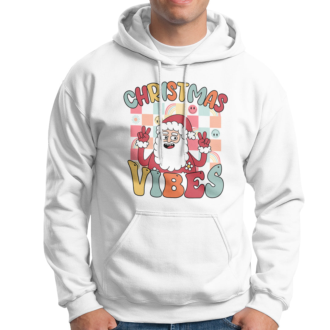 Vintage Groovy Santa Christmas Vibe Funny Retro Hoodie - Wonder Print Shop
