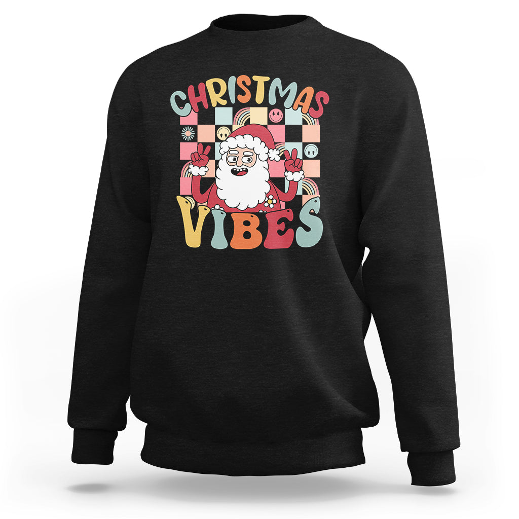 Vintage Groovy Santa Christmas Vibe Funny Retro Sweatshirt - Wonder Print Shop