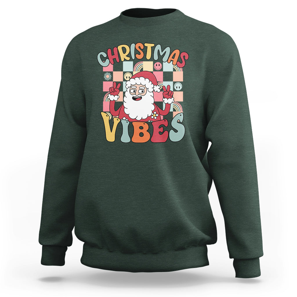 Vintage Groovy Santa Christmas Vibe Funny Retro Sweatshirt - Wonder Print Shop