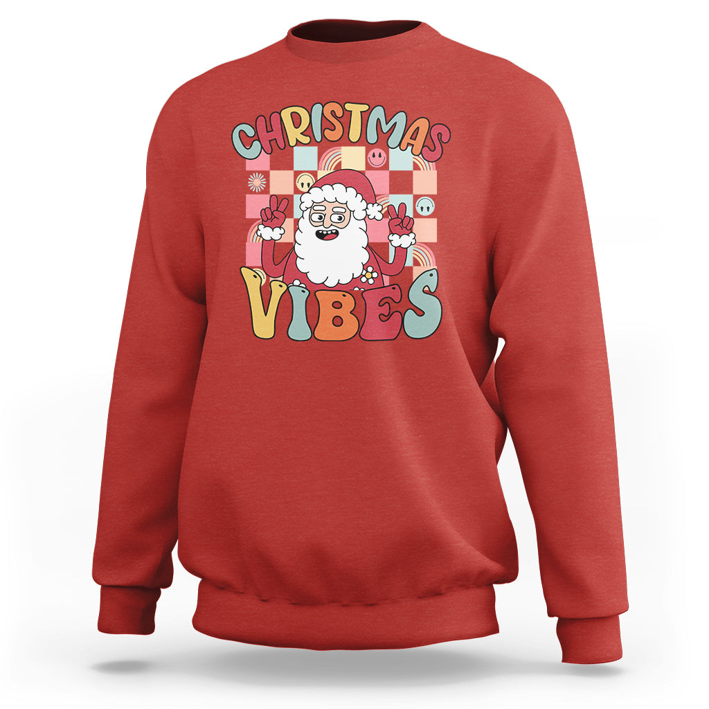 Vintage Groovy Santa Christmas Vibe Funny Retro Sweatshirt - Wonder Print Shop