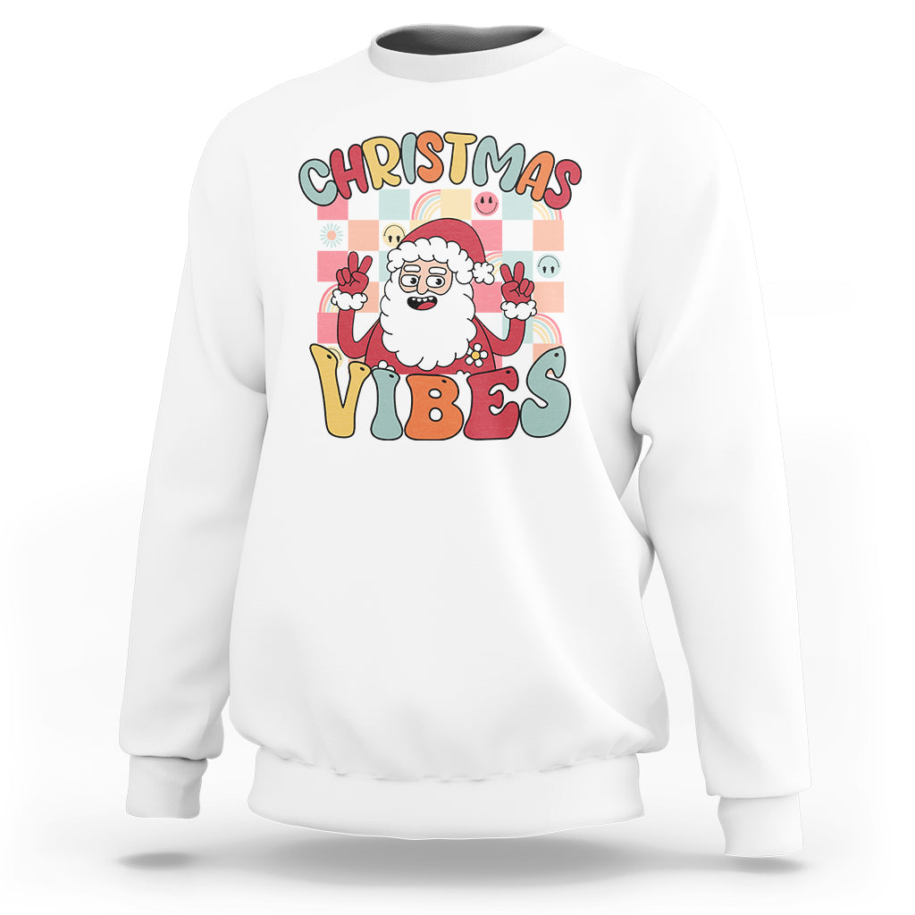 Vintage Groovy Santa Christmas Vibe Funny Retro Sweatshirt - Wonder Print Shop