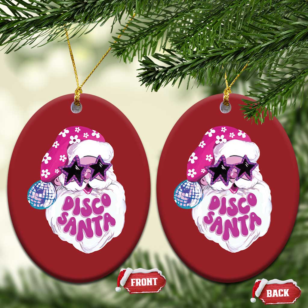 Funny Pink Disco Santa Retro Groovy Christmas Ornament - Wonder Print Shop