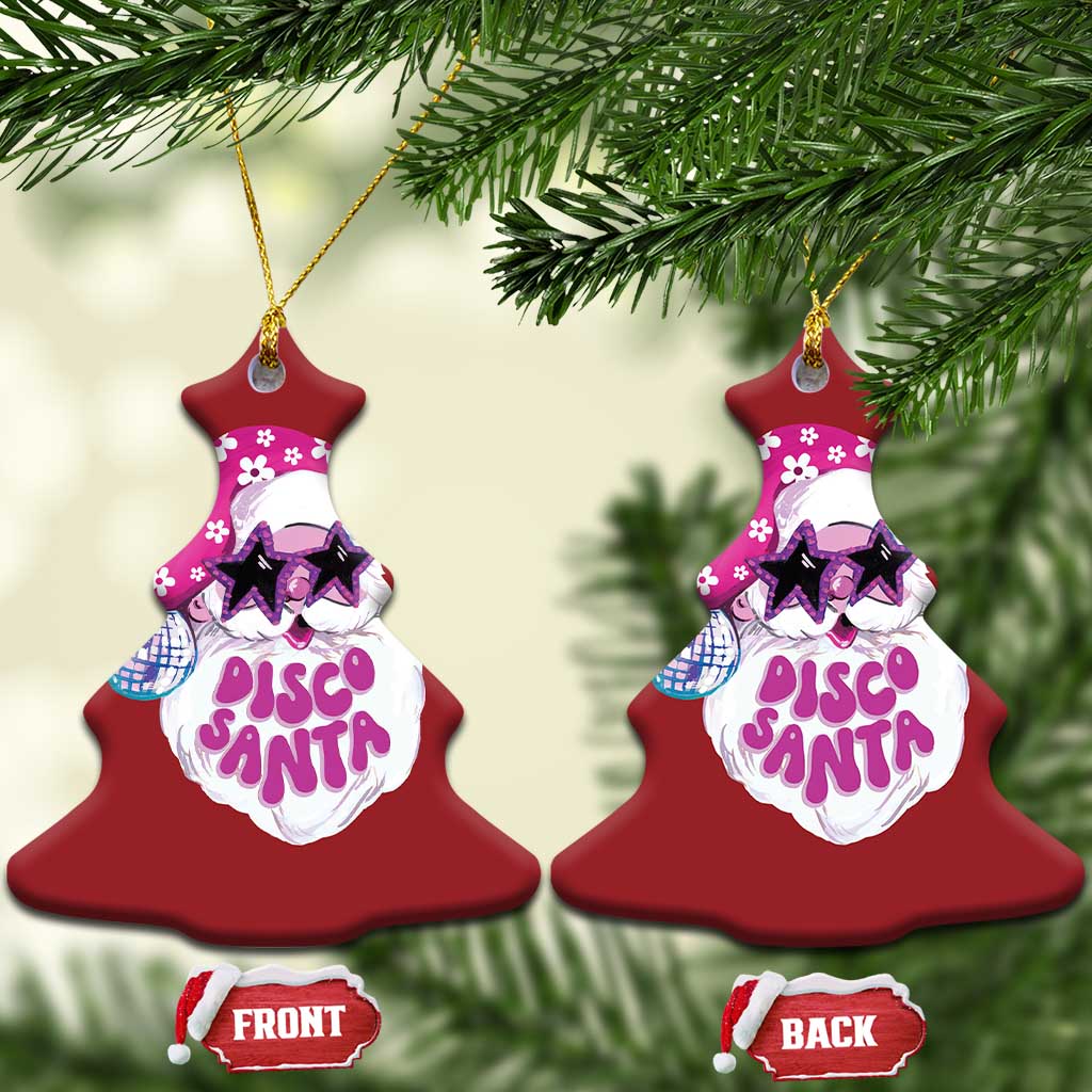 Funny Pink Disco Santa Retro Groovy Christmas Ornament - Wonder Print Shop