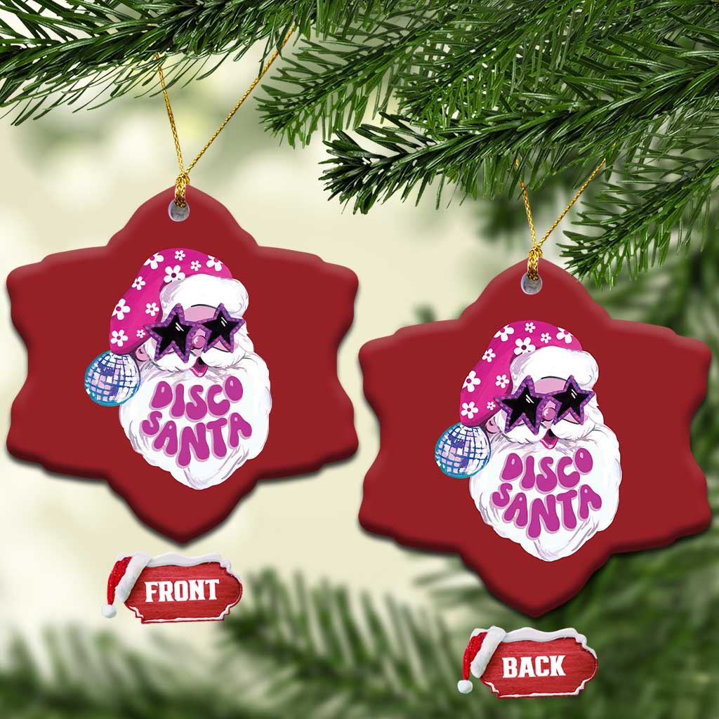 Funny Pink Disco Santa Retro Groovy Christmas Ornament - Wonder Print Shop