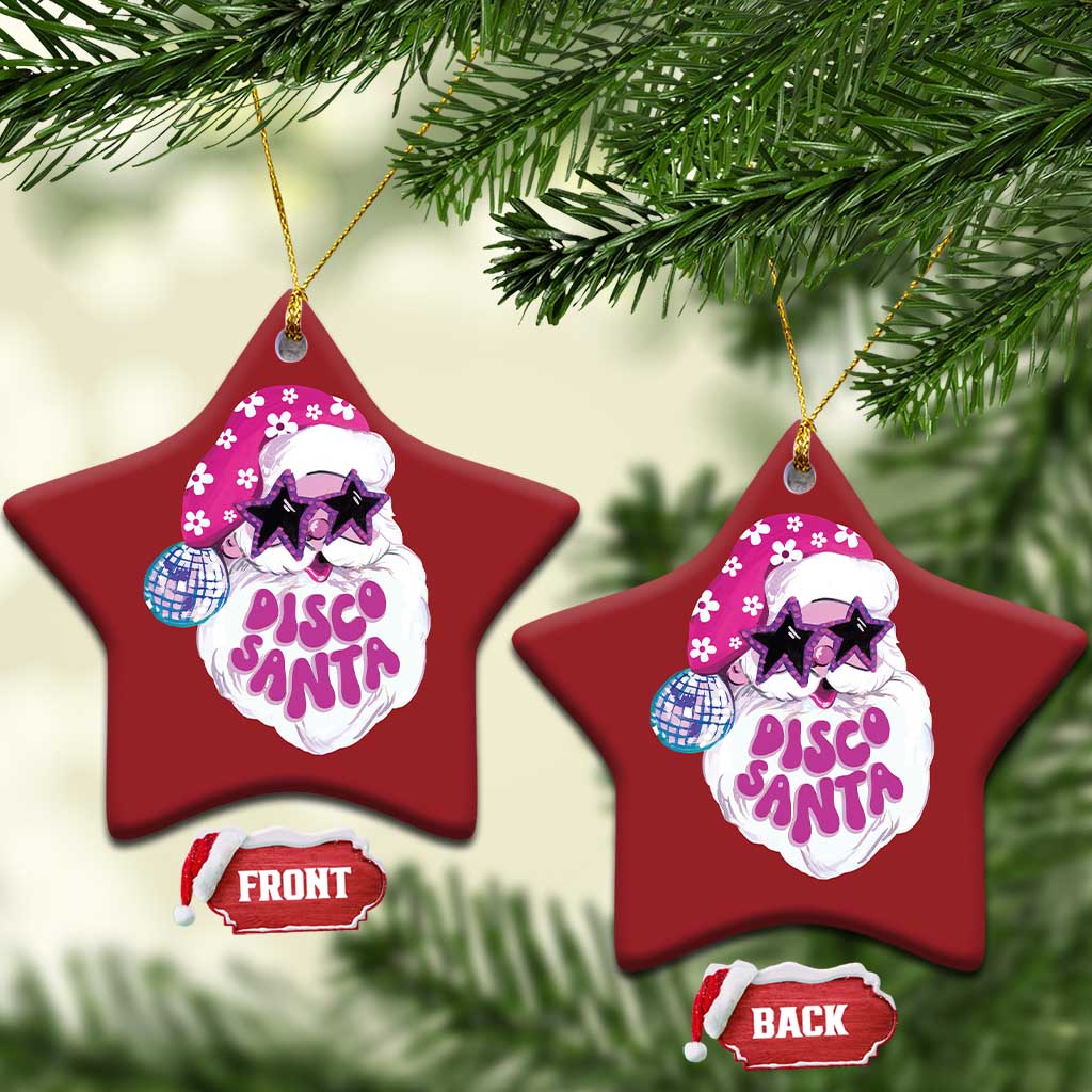 Funny Pink Disco Santa Retro Groovy Christmas Ornament - Wonder Print Shop