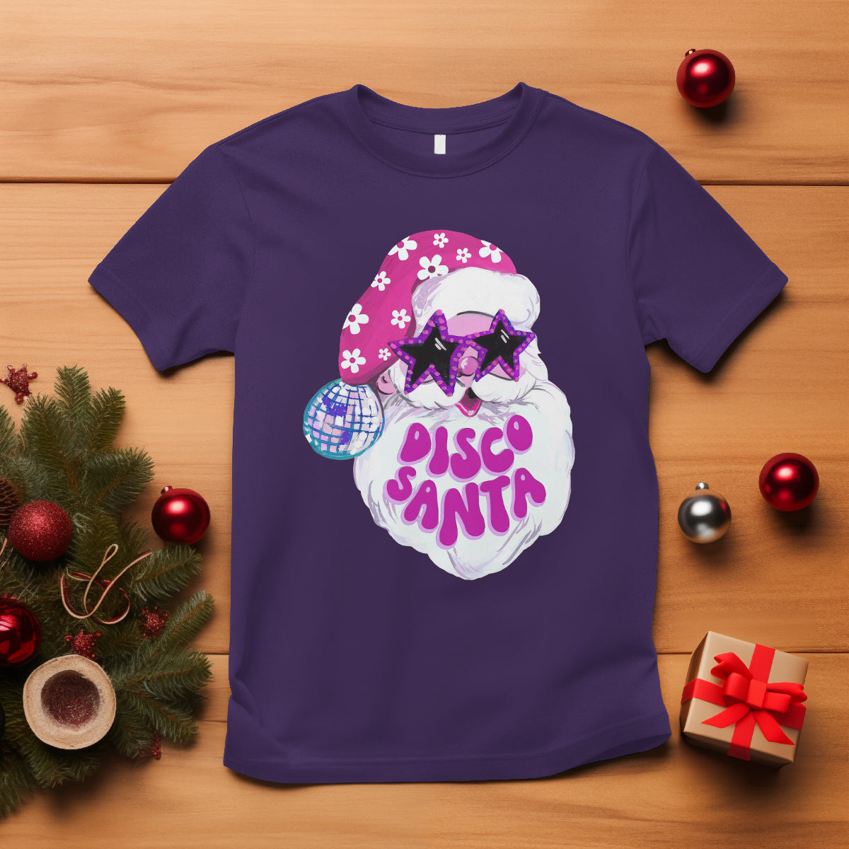 Funny Pink Santa Retro Groovy Funky Disco Christmas Cool Sunglass T Shirt - Wonder Print Shop