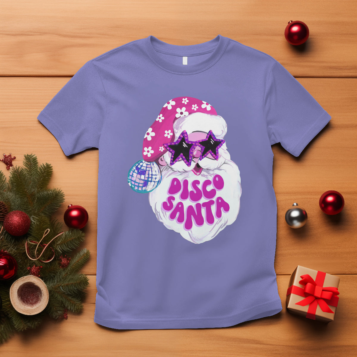 Funny Pink Santa Retro Groovy Funky Disco Christmas Cool Sunglass T Shirt - Wonder Print Shop